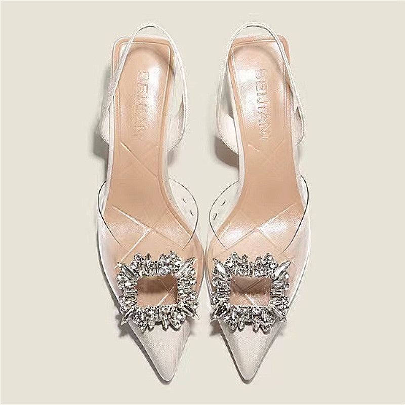 Spring and Autumn Fashion Crystal Transparent High Heels